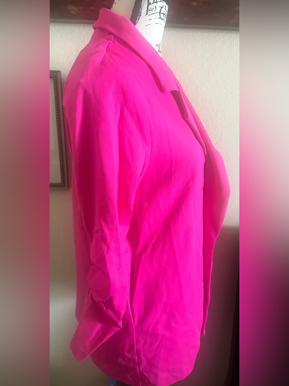 Scarlett Bright Pink Open Front Blazer Jacket - Picture 5 of 9